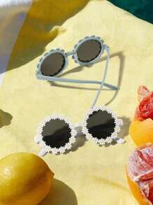 2 PCS Candy Color Cute Floral Frame Fashion Glasses For 4-8 Year Old Girls For Holiday Away Holiday Accessories - Multicolor - View 4