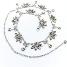 1pc Rhinestone Flower Embellished Glitter Tassel Metal Waist Chain, Elegant Accessory Suitable For Young Girls Going On Dates And Parties - Glass Rhinestones - View 8