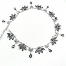 1pc Rhinestone Flower Embellished Glitter Tassel Metal Waist Chain, Elegant Accessory Suitable For Young Girls Going On Dates And Parties - Glass Rhinestones - View 5