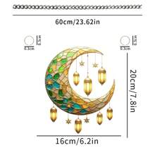 1 pieza Disco decorativo colgante con forma de luna de acrílico con cadena, crea un ambiente festivo para ventanas, letreros de puertas, regalo perfecto para familiares, amigos y mayores - Multicolor - Ver 8