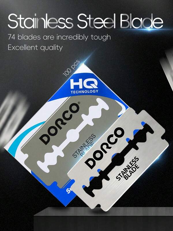 Razor Blades In A Box Of 100 Pieces, Stainless Steel Blades, Manual Shaving Blades, Old-Fashioned Shaving Blades, Double-Sided Men's Shaving Blades Suitable For Home Salons Or Hotel Travel