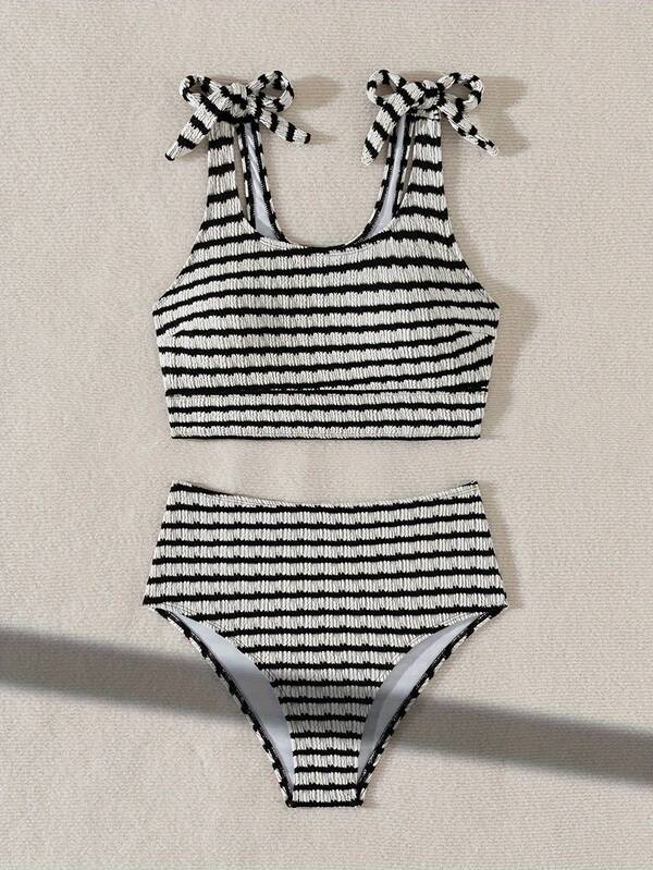 Set tankini a righe estivo, un set da 2 pezzi