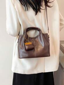 Bolso de uso múltiple minimalista de estilo retro con monedero, bolso de mano, correa de hombro desmontable bolso cruzado para mujeres