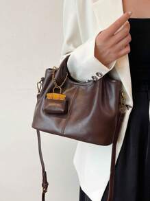 Bolso de uso múltiple minimalista de estilo retro con monedero, bolso de mano, correa de hombro desmontable bolso cruzado para mujeres
