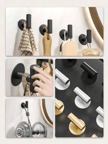 1/2/4个装免钻孔浴室挂钩，壁挂式衣帽架，门后挂钩，适用于浴巾收纳，家居整理，适用于厨房、卧室、浴室、办公室和书桌，浴室配件，圣诞节新年礼物，圣诞装饰品 - 彩色 - 查看 8