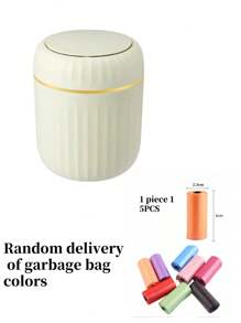 Mini Solid Color Desktop Trash Can With Lid And Button, Suitable As Small Garbage Bin For Home Office Desk