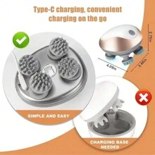 Rechargeable Mini Octopus Claw Massager, Multi-Function Kneading Vibration Massager, Head Massager - White - View 6