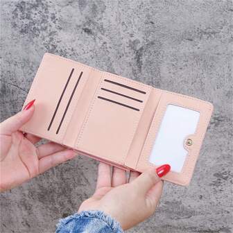 New Version Women Short Wallet Korean Style Student Fresh Foldable Mini Metallic Coin Cute Heart Design For Women Wallet Purse Wallet Small Wallet