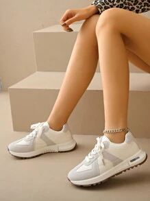 Women's Casual Sneakers, New Soft Sole Non-Slip Lace-Up Comfortable Everyday Wear Versatile, Outdoor Casual White Shoes, Spring/Autumn