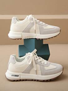 Women's Casual Sneakers, New Soft Sole Non-Slip Lace-Up Comfortable Everyday Wear Versatile, Outdoor Casual White Shoes, Spring/Autumn