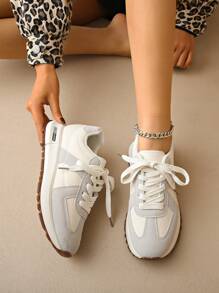 Women's Casual Sneakers, New Soft Sole Non-Slip Lace-Up Comfortable Everyday Wear Versatile, Outdoor Casual White Shoes, Spring/Autumn