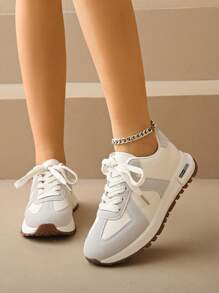 Women's Casual Sneakers, New Soft Sole Non-Slip Lace-Up Comfortable Everyday Wear Versatile, Outdoor Casual White Shoes, Spring/Autumn