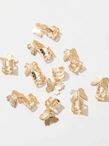 10pcs Butterfly Braid Hair Bead Rings, Vintage Style Hair Accessories For Women,Adjustable Hair Accessories,Butterfly Hair Rings Braided Hairstyle Gold Braiding Hair Accessories Metal Pendants Y2K Festival Party Punk Women - Gold - View 7