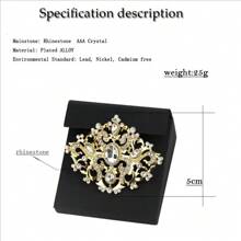 1 Stück goldfarbene türkische traditionelle Brosche für Frauen, Kristall-Schal-Nadel mit Cut Out ausgeprägtem arabischem Blumenmuster, Braut-Hochzeits-Party-Accessoire, Geschenk für Sie