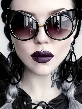 1/2pcs Women Gothic Cat Eye Vintage Ombre Fashion Fashion Glasses, Beach Party Festival For Summer Beach Vacation,Outdoor,Travel