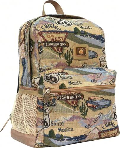 Vintage Tapestry Backpack – High Quality Retro Travel-Inspired Design, Durable Canvas, Spacious And Lightweight, Perfect For School, Travel, Hiking, Or Daily Use