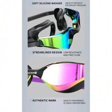 YLKJSWIM 1pc Coated Swim Goggles For Men & Women, UV Protection Anti-Fog Large Field Of Vision Competition Level Swimming Goggles, Outdoor Swimming Gear, Colorful Lens, 3-Stage Adjustable Nose Bridge, Includes Carrying Case, Nose Clip & Ear Plugs, New Summer Product, Beach Essentials, Beach Accessories, Pool Float