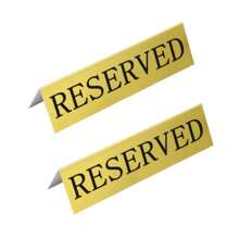 2/4/6 Pcs Gold Metal Tabletop Reserved Signs, Family Wedding Reserved Place Cards, Engagement And Reception Table Setting Cards, Waterproof Double Sided Seat Reservation Signs For Restaurants, Banquets, Weddings, Birthday Parties, Ceremonies And Events, Conference Rooms, Pre- Leave Table Decoration, Wedding Decoration, Double Sided Tent, Restaurants Best Gifts