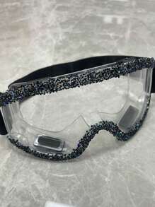 Gafas de esquí decoradas con strass, a prueba de viento, para ciclismo y motocicleta, antivaho para el invierno, gafas de esquí y snowboard, máscara de esquí, accesorios de moda para Halloween y playa