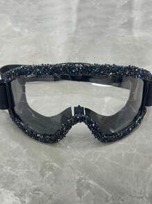 Gafas de esquí decoradas con strass, a prueba de viento, para ciclismo y motocicleta, antivaho para el invierno, gafas de esquí y snowboard, máscara de esquí, accesorios de moda para Halloween y playa