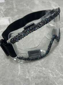 Gafas de esquí decoradas con strass, a prueba de viento, para ciclismo y motocicleta, antivaho para el invierno, gafas de esquí y snowboard, máscara de esquí, accesorios de moda para Halloween y playa