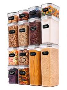 4/7/15/30pcs   Airtight Food Storage Containers With Lids, Kitchen Storage Containers, Plastic Storage Containers For Organizing And Storing In Kitchen And Pantry, Dry Food Canisters For Flour, Sugar, And Grains. Includes Labels And Marker Pen, Dishwasher Safe.