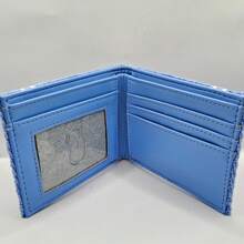 1 monedero Cartera billetera de moda de anime bordada de tela de toalla, tarjetero de identificación personalizado de diseñador - Azul - Ver 6