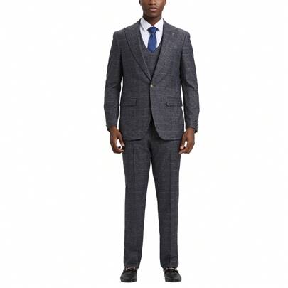 Mens Suit 3pc Double Breasted Plaid Peak Lapel With Matching Vest  Pants For Weddings, Prom, Graduations, Etc. Suit Set