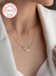 A 925 Silver,83 Custom Dog Ear And English Name Pendant Necklaces, A Must-Have Fashionable And Cute Necklace For Pet Enthusiasts And Dog Owners, A Thoughtful Gift For Mothers, Friends, And Children On Mother's Day, Valentine's Day, Birthdays, Christmas, Thanksgiving, And Christmas