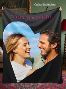 SEPTEVAGUS 1pc Customized Love Pattern Flannel Blanket With Photo For Valentine's Day, Custom Valentines Blanket Custom Photo Wedding Blanket For Pet Girlfriend Boyfriend Custom Photo Blanket For Couples Gifts Christmas Valentines Day Couples Gifts Wife Husband New Year Day