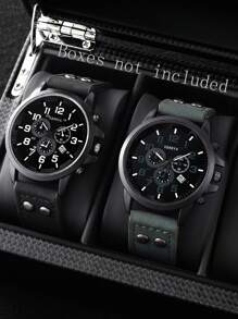 4 件/套学生运动模拟石英表，时尚休闲日历表盘，圣诞节、新年、情人节送给父亲的最佳礼物（无盒） - 彩色 - 查看 2