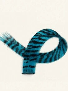 1pc Leopard Pattern Mix Color Clip-In Hair Extensions, Y2K Streetwear Style,One-Piece Seamless Hair Extensions With Leopard Print Colored Silk, Clip-In Colored Wig Pieces For Sideburns, And Feather Hair. - Multicolor - View 17