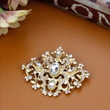 1 Stück goldfarbene türkische traditionelle Brosche für Frauen, Kristall-Schal-Nadel mit Cut Out ausgeprägtem arabischem Blumenmuster, Braut-Hochzeits-Party-Accessoire, Geschenk für Sie