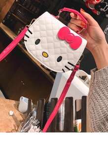Sanrio Borsa a spalla di Hello Kitty Sanrio, borsa a tracolla carina con cartone animato, borsa mini alla moda, portamonete per ragazze, borsa a tracolla mini per telefono cellulare e piccoli oggetti, per il ritorno a scuola