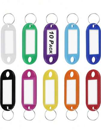 10pcs Key Tags, Key Labels, 10/20/30 Pack Plastic Key Tags With Ring And Label Window, Key Chain ID Tags/Identifiers For Name, Luggage, Bags, Backpack, Home Decoration