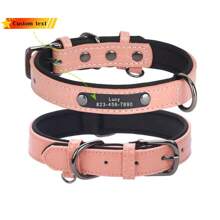 Collar de perro con placa de identificación personalizada, estampado con hueso, acolchado suave, placa de identificación personalizada, collares para perros pequeños, medianos y grandes - Multicolor - Ver 25