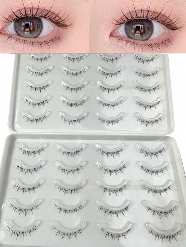 5/20 Paar untere Fake Wimpern 5-7mm luftige untere Wimpern, feenhafte segmentierte natürliche untere Wimpern, Manga-Unterwimpern, Make-up-Werkzeuge, Wimpernverlängerungsstreifen, Wimpern, Wimpern, Fake Wimpern