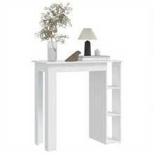 Bartisch mit Regal Weiß 102x50x103, 5 cm Holzwerkstoff - Weiss - Übersicht 6