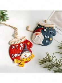 1/4 件圣诞装饰美式复古树脂雪人老人挂饰圣诞树铃铛雪花吊坠圣诞树装饰派对礼物,圣诞节 - 彩色 - 查看 3