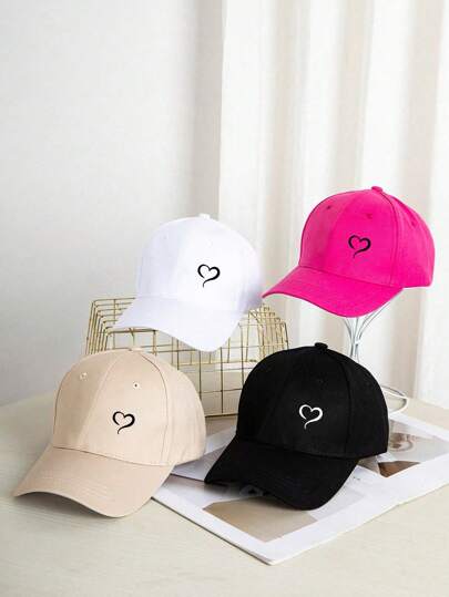 Street Fashion Heart Print Adjustable Baseball Cap, Outdoor Sports Casual Hat For Commuting, Daily Necessity Valentines