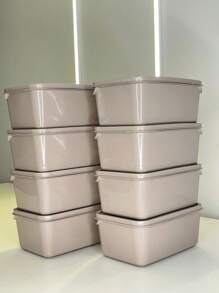 Kit Of 12 Plastic Pots - Various Shapes - Microwave, Freezer And Dishwasher Safe - 1 Liter - Beige - View 4