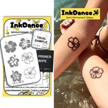 1 Kit "Hibiscus" Technology Tattoos, Semi-Permanent Tattoos, Temporary Tattoos, Long Lasting, Fake Tattoos, Water-Resistant, Authentic Tattoo Look, Plant-Based D091