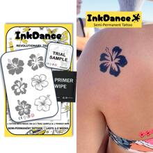 1 Kit "Hibiscus" Technology Tattoos, Semi-Permanent Tattoos, Temporary Tattoos, Long Lasting, Fake Tattoos, Water-Resistant, Authentic Tattoo Look, Plant-Based D091