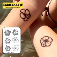 1 Kit "Hibiscus" Technology Tattoos, Semi-Permanent Tattoos, Temporary Tattoos, Long Lasting, Fake Tattoos, Water-Resistant, Authentic Tattoo Look, Plant-Based D091