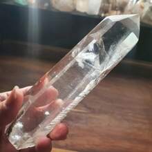 1pc Stunning Clear Quartz Tower,Energy Balance, Healing Stones Pillar-Polished Transparent Hexagonal Pillar ,Home Deacoration Stone,Holiday Ornament,The Best Choice For Crystal Collectioner ,The Preferred Gift For Family, Friends, And Elders During Festivals