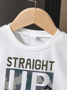 Young Boy Letter Print Short Sleeve T-Shirt And Shorts Casual 2-Piece Set