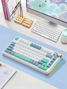 LINBAO LINGBAO MK75 Wireless Mechanical Keyboard - Tri-Mode Connection, Hot-Swappable, Compatible, RGB Backlight, 4000mAh Battery, Dual Light Strips, Multimedia Knob