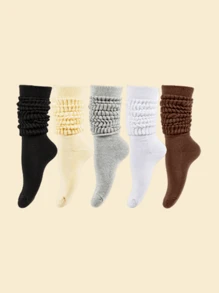 1 Pair/5 Pairs Women's Warm Knee High Socks, Colored Bubble Leg Warmers, Sports Socks For Autumn/Winter