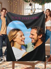 SEPTEVAGUS 1pc Customized Love Pattern Flannel Blanket With Photo For Valentine's Day, Custom Valentines Blanket Custom Photo Wedding Blanket For Pet Girlfriend Boyfriend Custom Photo Blanket For Couples Gifts Christmas Valentines Day Couples Gifts Wife Husband New Year Day