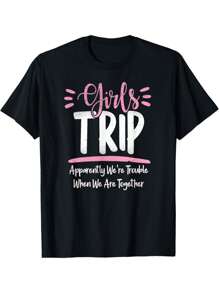 EWHGirls Trip 2022 Women's What Happens On The Girls Trip T-Shirt - Black - View 1